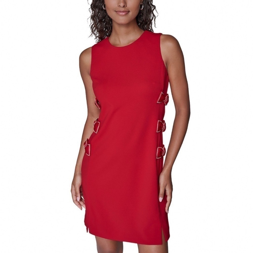 Karl Lagerfeld Paris Admiral Red‎ Contrast Bows Sheath Dress Size 14 NEW